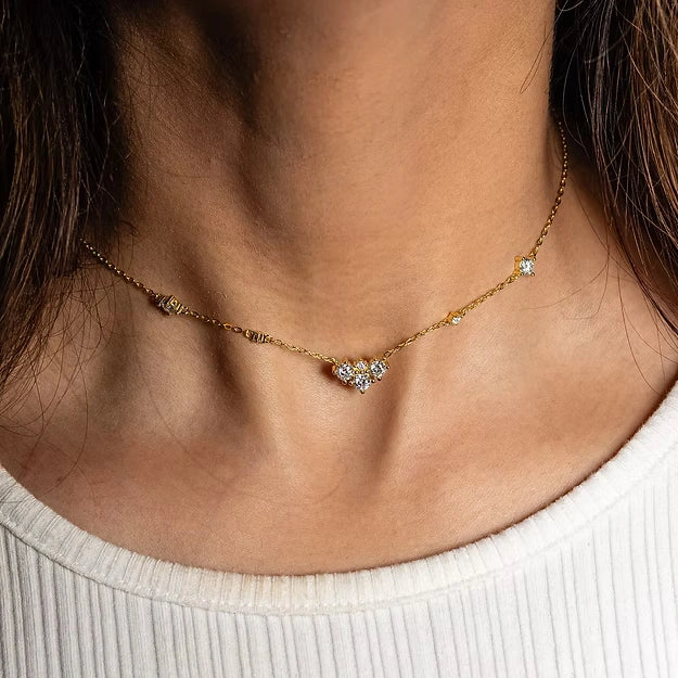 925 Silver Moissanite Diamond Necklace - Gold