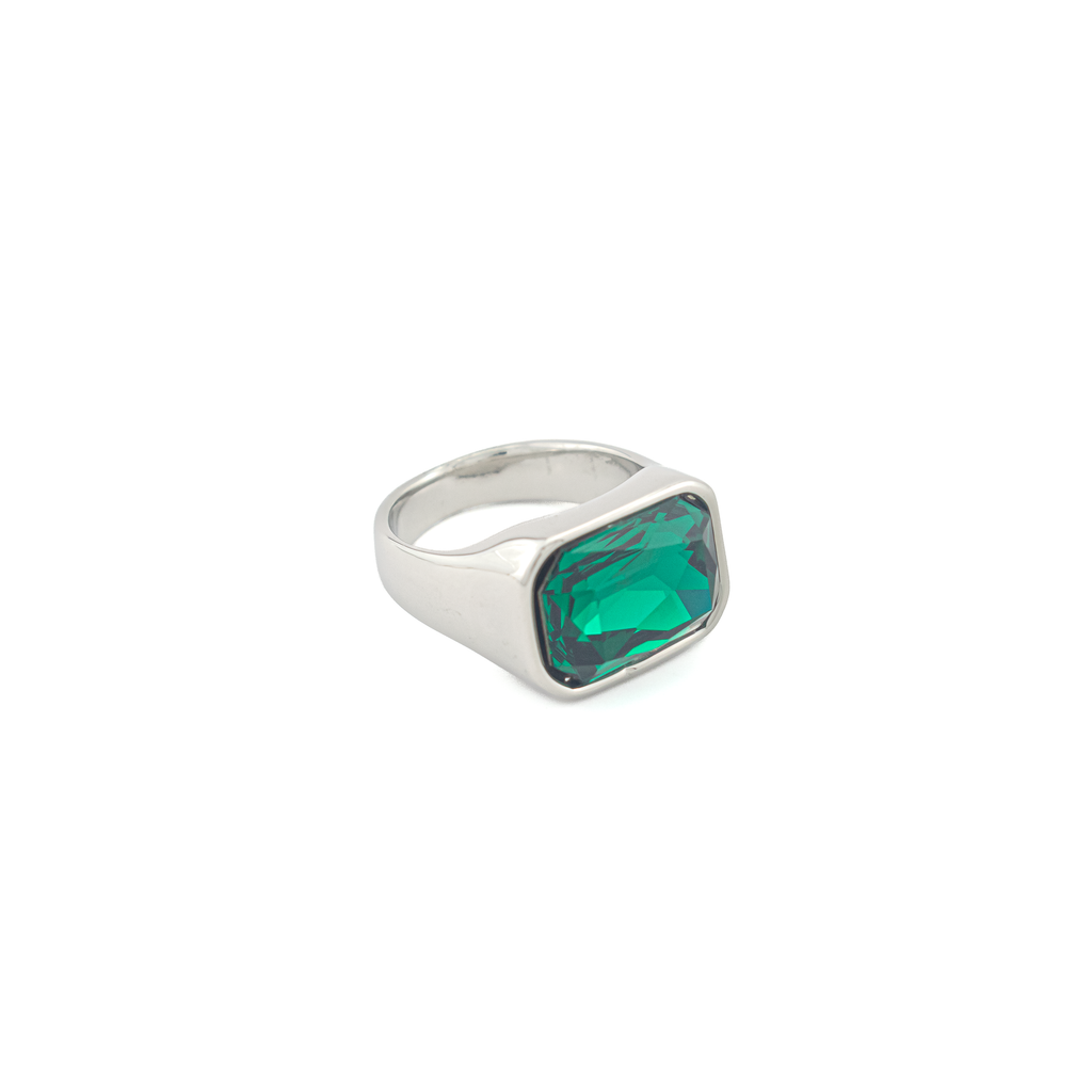 Aurora Silver Emerald Ring