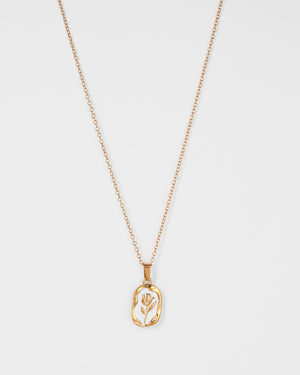 Emily Gold Rose Flower Necklace