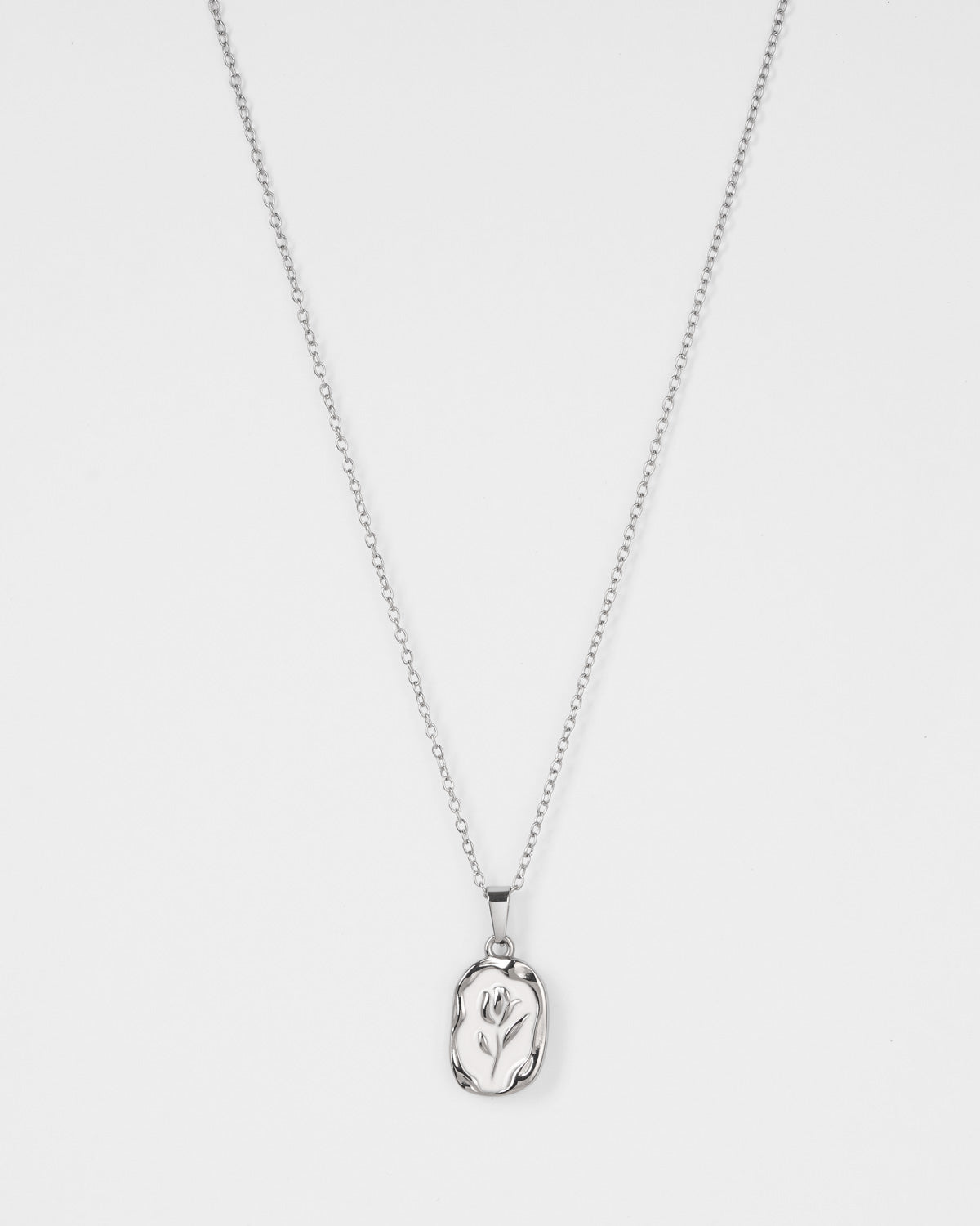 Emily Silver Rose Flower Necklace
