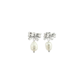 Ivory Silver Bow Pearl Earrings