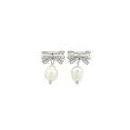 Ivory Silver Bow Pearl Earrings