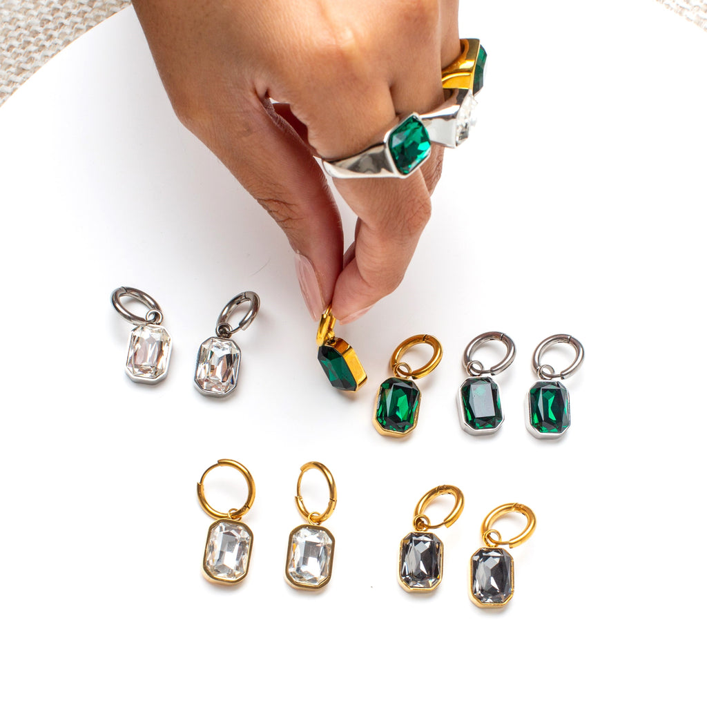 Julia Emerald Gold Earrings