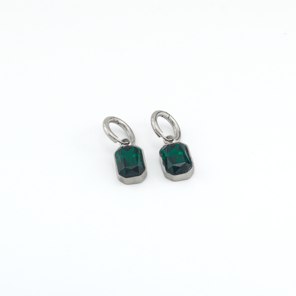 Julia Emerald Silver Earrings